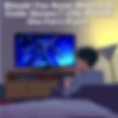 Fan pondering over Code Geass A person sitting on a couch, deep in thought while looking at a TV screen showing a scene from Code Geass